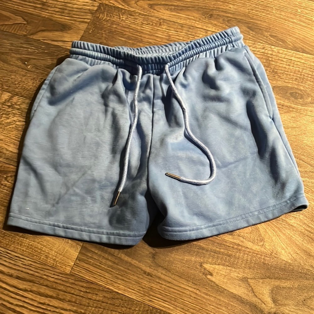 blue sweat shorts